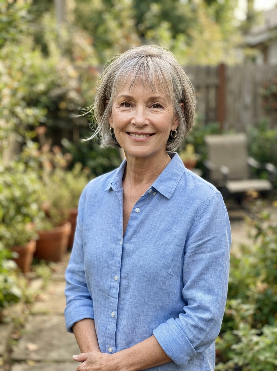 Bob with wispy bangs for thin hair over 50