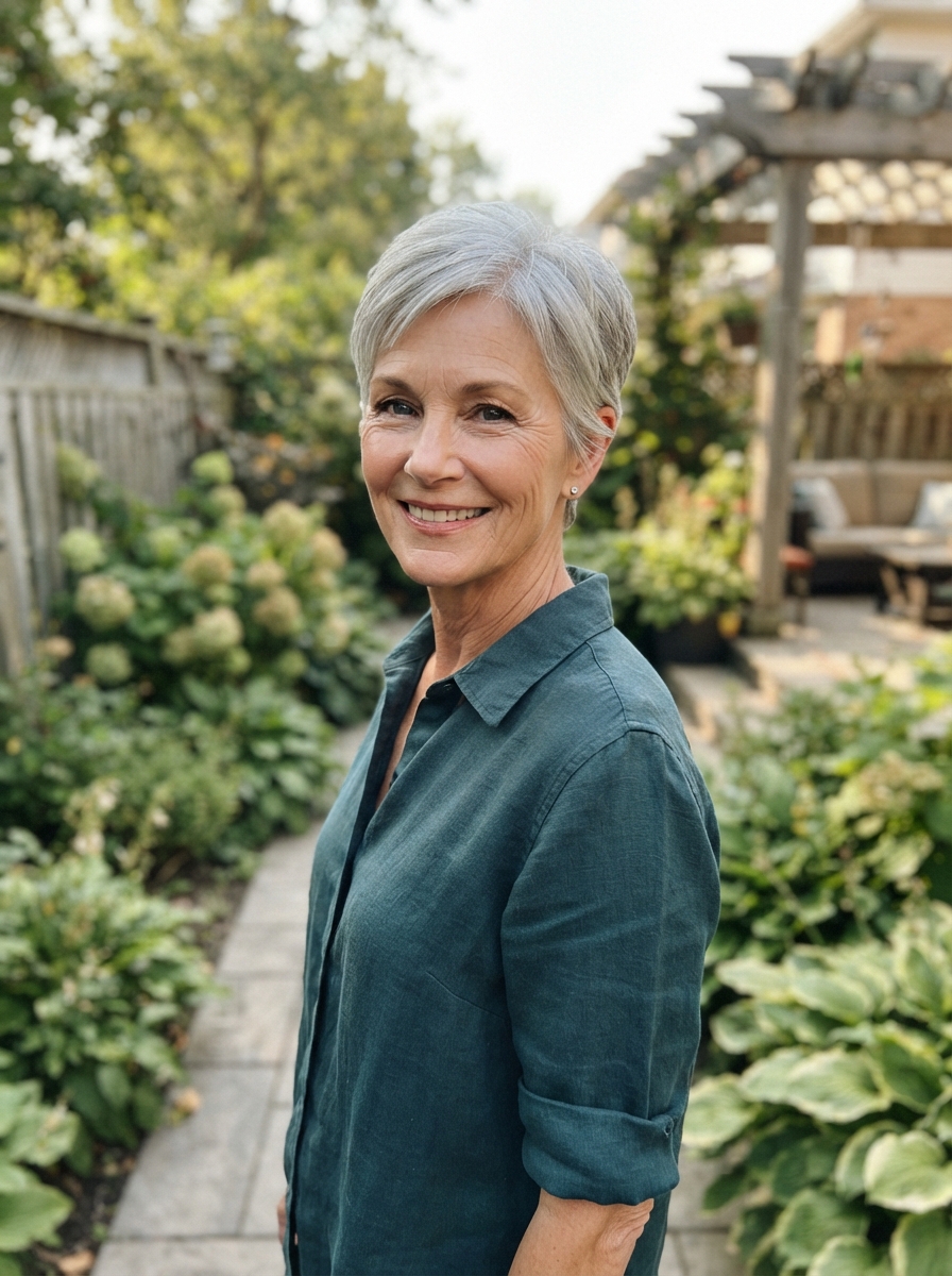Silver pixie for thin hair over 50