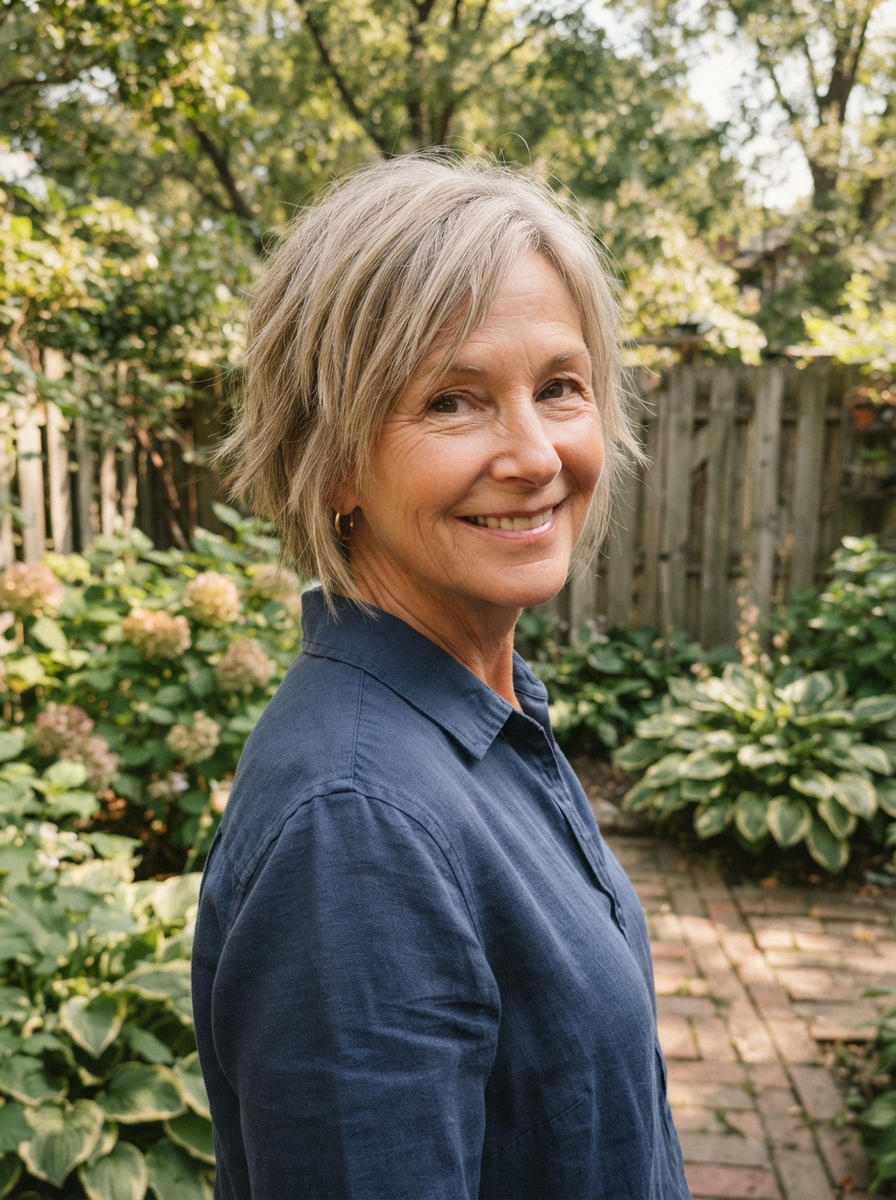 Choppy bob for thin hair over 50