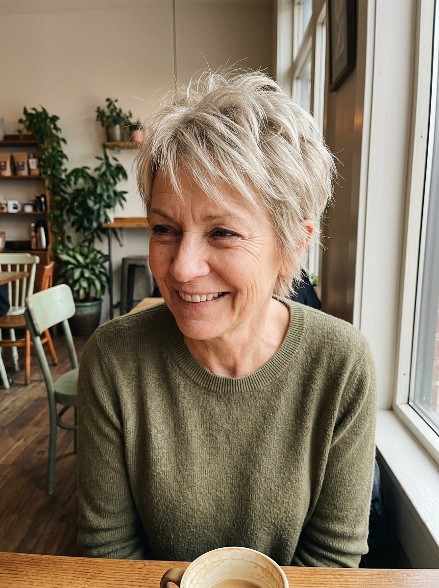 Textured Pixie Cut for thin fine hair over 50