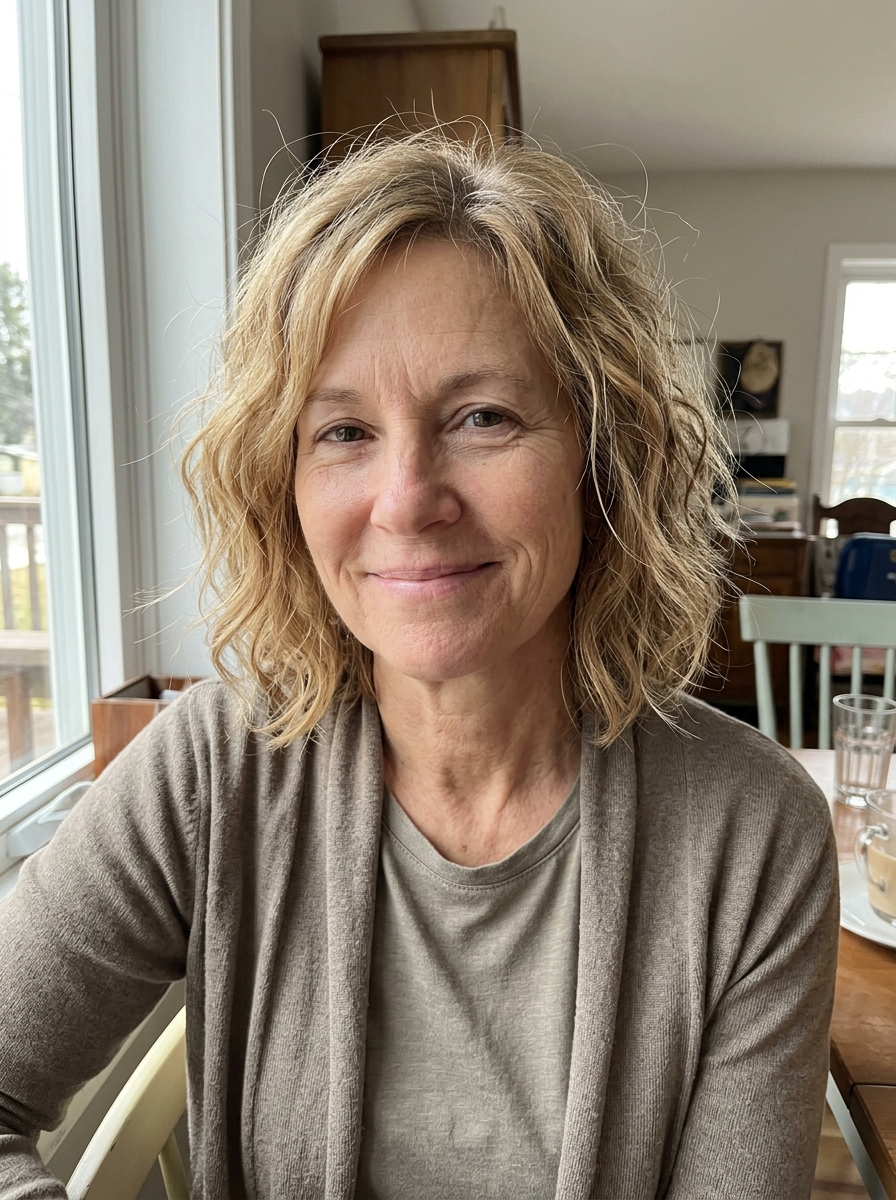 Tousled Wavy Bob for thin fine hair over 50