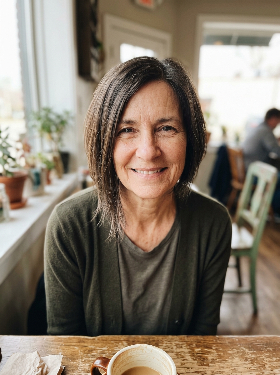 Asymmetrical Bob for thin fine hair over 50