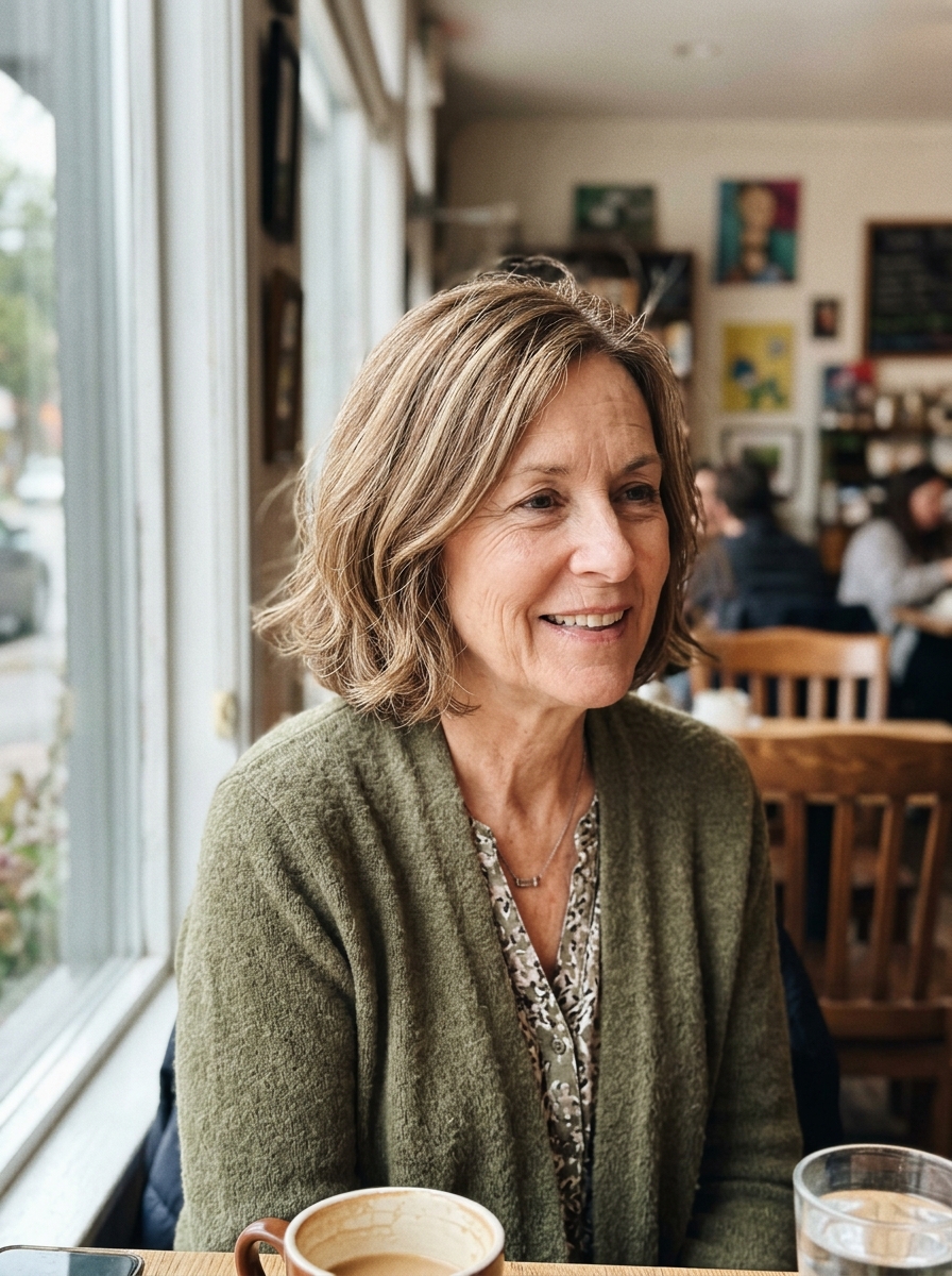 Volumised Bob with Highlights for thin fine hair over 50
