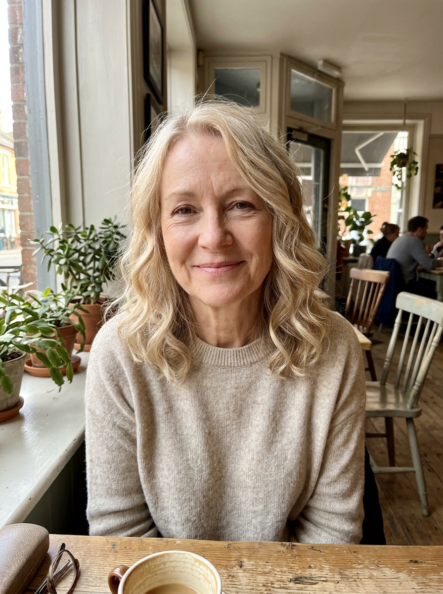 Medium Layers with Soft Curls for thin fine hair over 50
