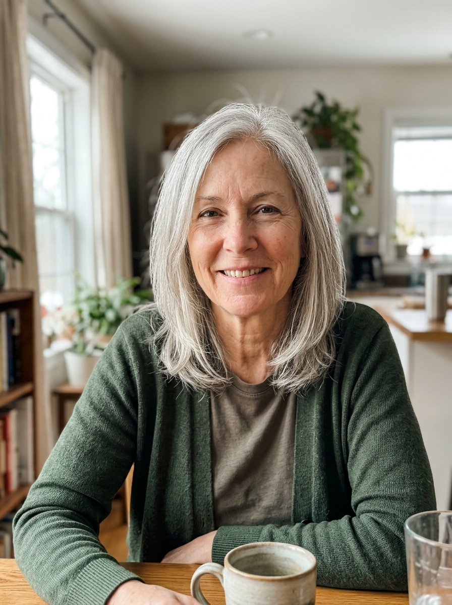 Silver Layered Cut for thin fine hair over 50