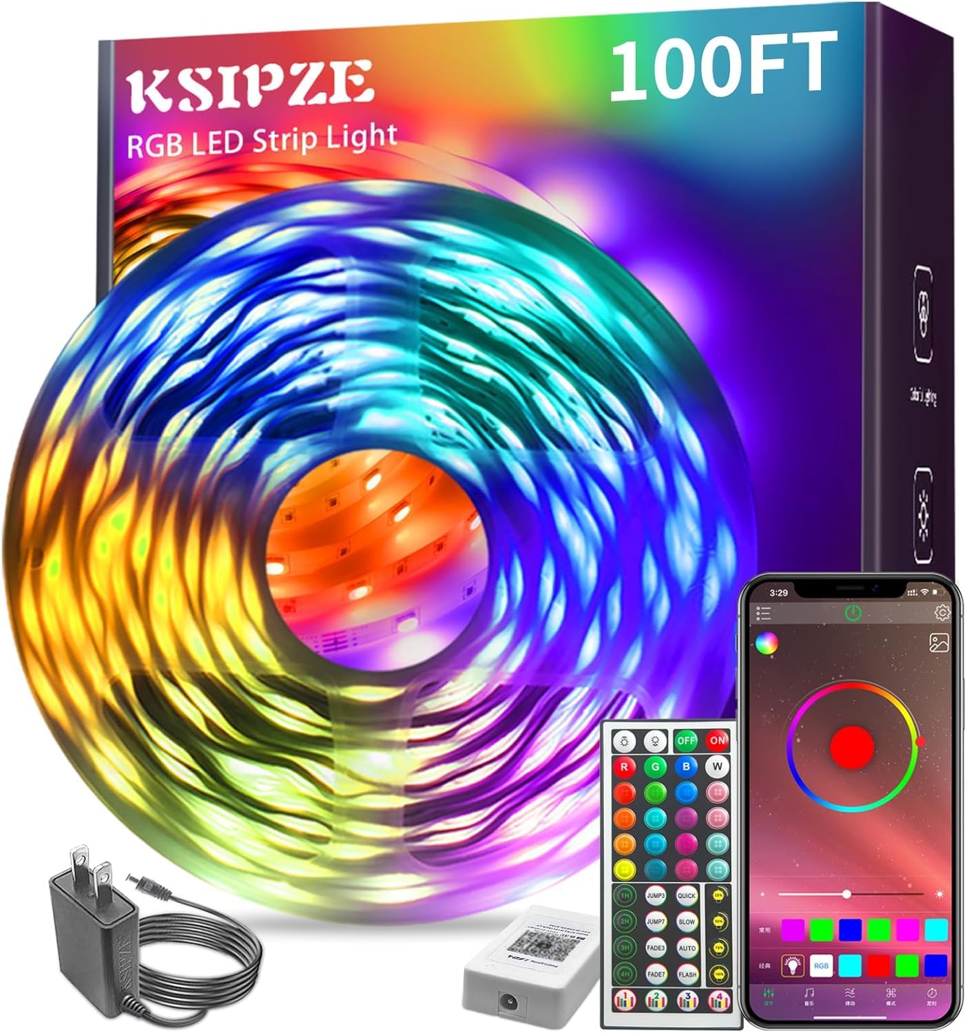 KSIPZE 100ft RGB LED Strip Lights