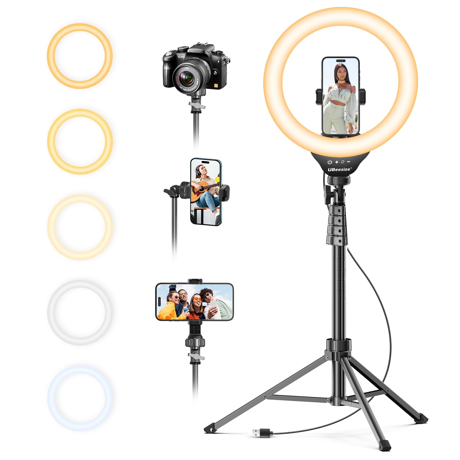 UBeesize 12" LED Ring Light With Stand