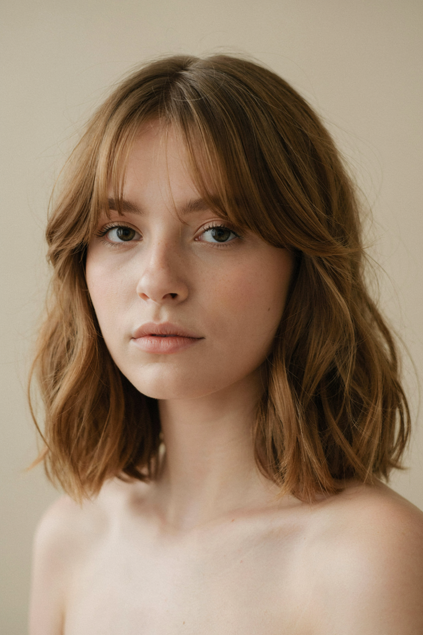 Wavy bob with soft fringe on fine, thin hair
