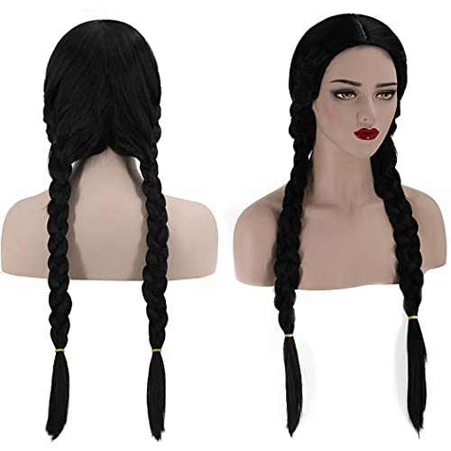 Long Braided Wig for a Wednesday Addams costume