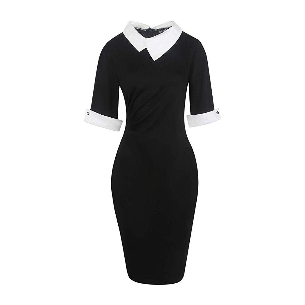Knee-Length Collared Sheath Dress for a Wednesday Addams costume