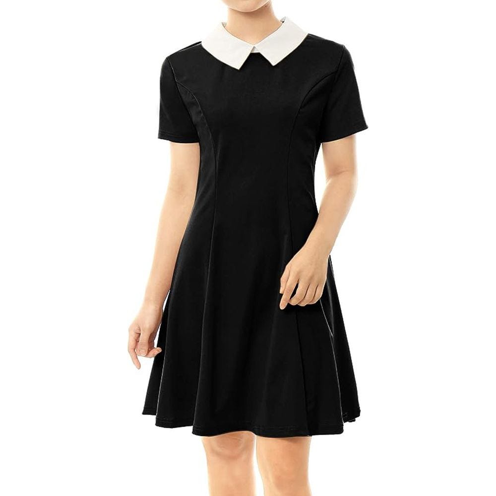 Velvet Fit-and-Flare Dress for a Wednesday Addams costume