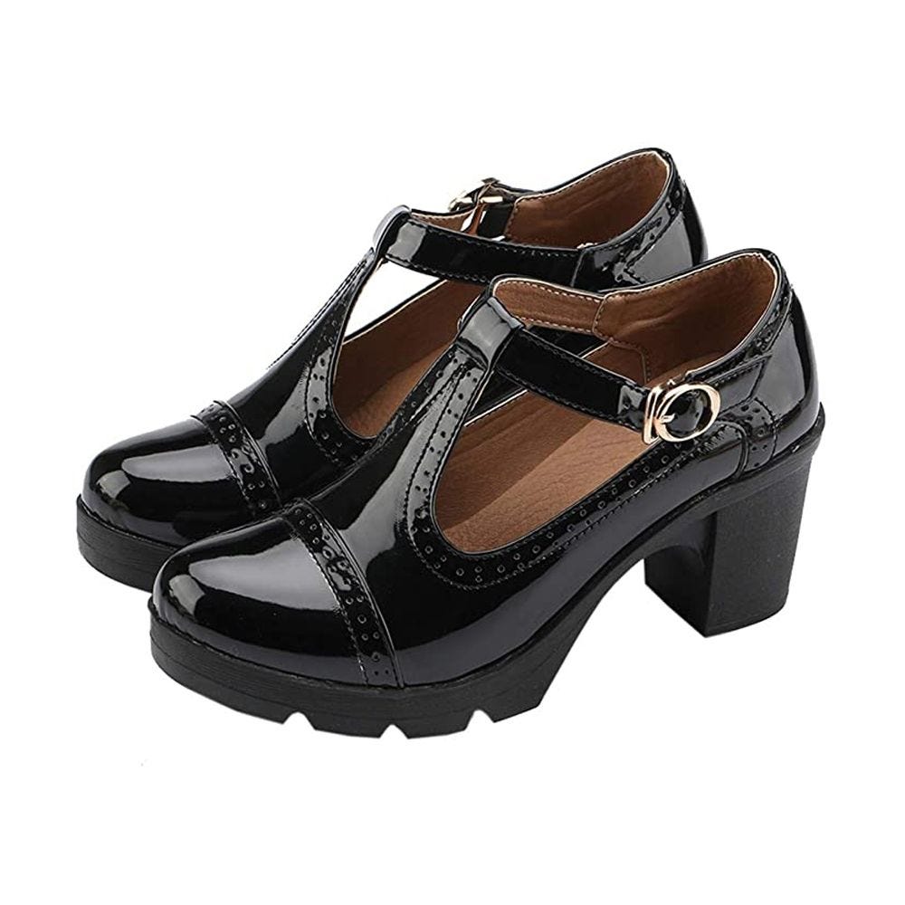 Classic T-Strap Platform Shoes for a Wednesday Addams costume