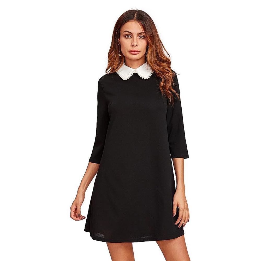 Short Tunic Dress with Pearl Collar for a Wednesday Addams costume