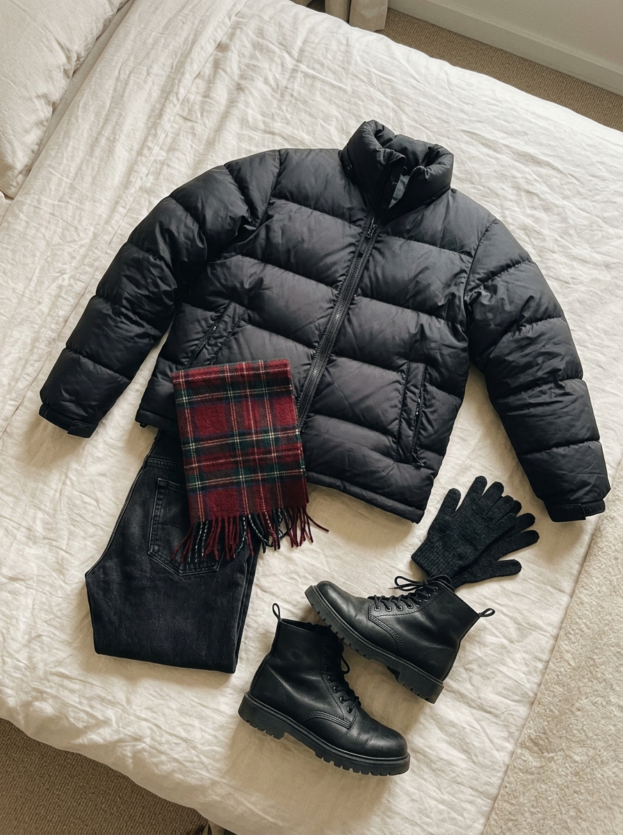Winter capsule outfit grid look 1 - Urban Warmth