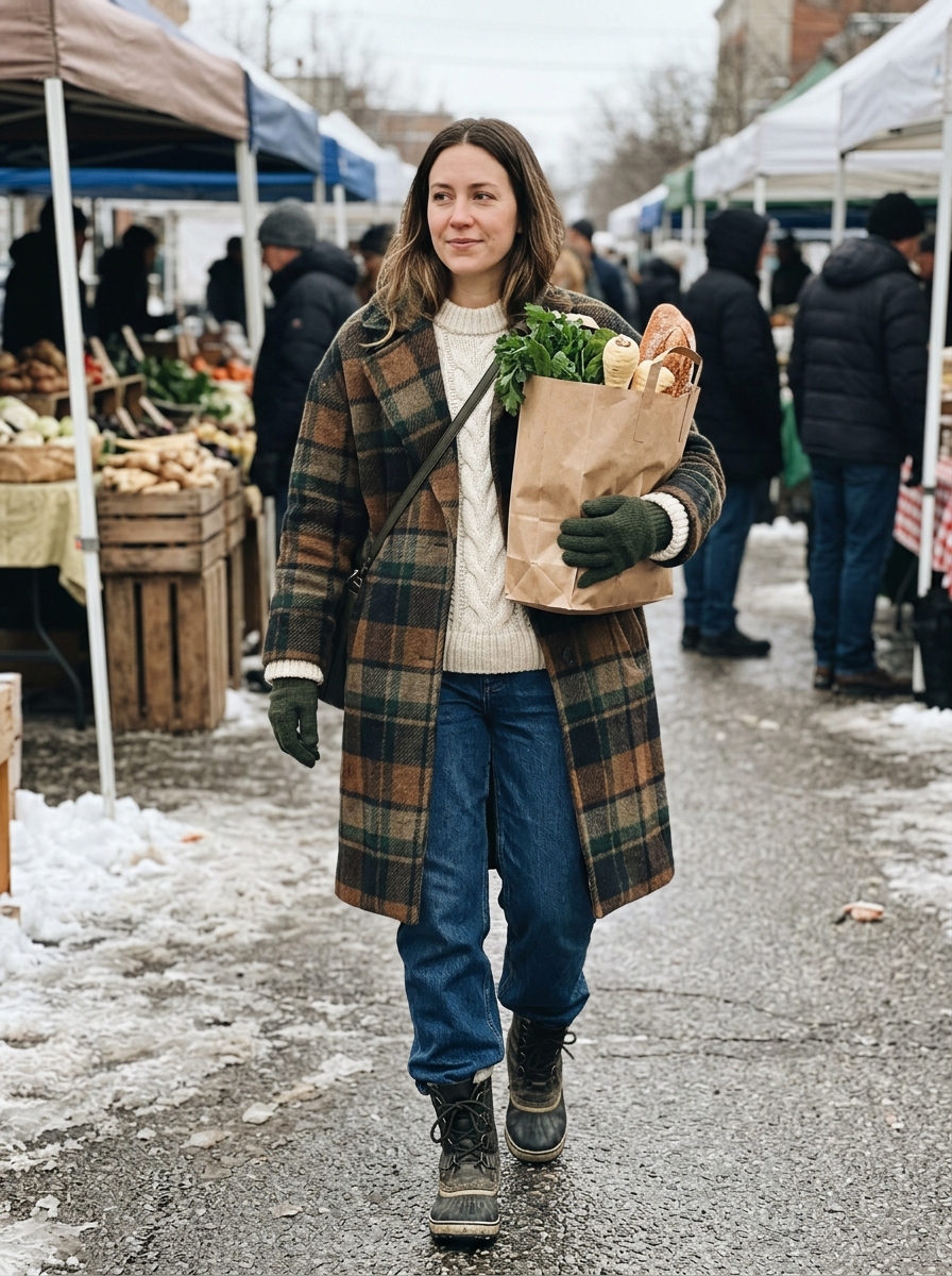 7-day winter outfit plan day 6 Saturday - Cozy Weekend Layers