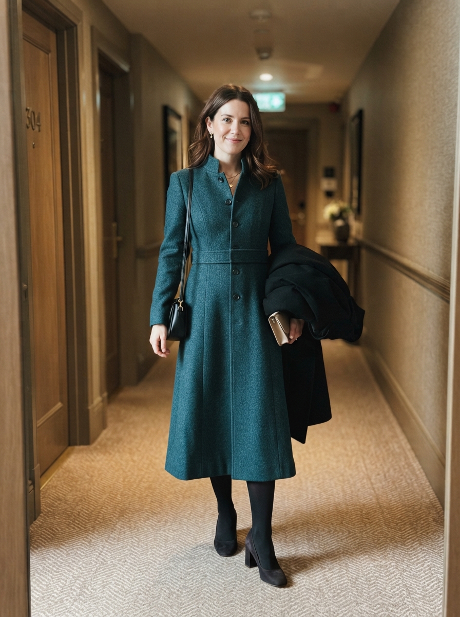 Long Coat Dress winter wedding guest outfit