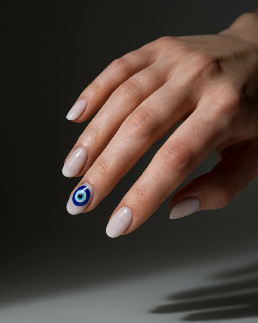 Evil Eye Accent - witchy nail idea