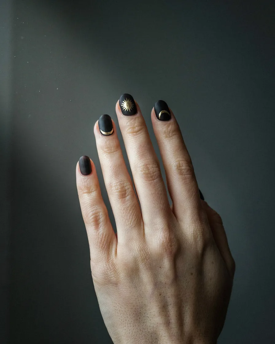 Sun and Moon Pair - witchy nail idea