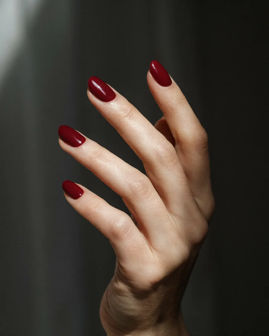 Short Oxblood Solid - witchy nail idea