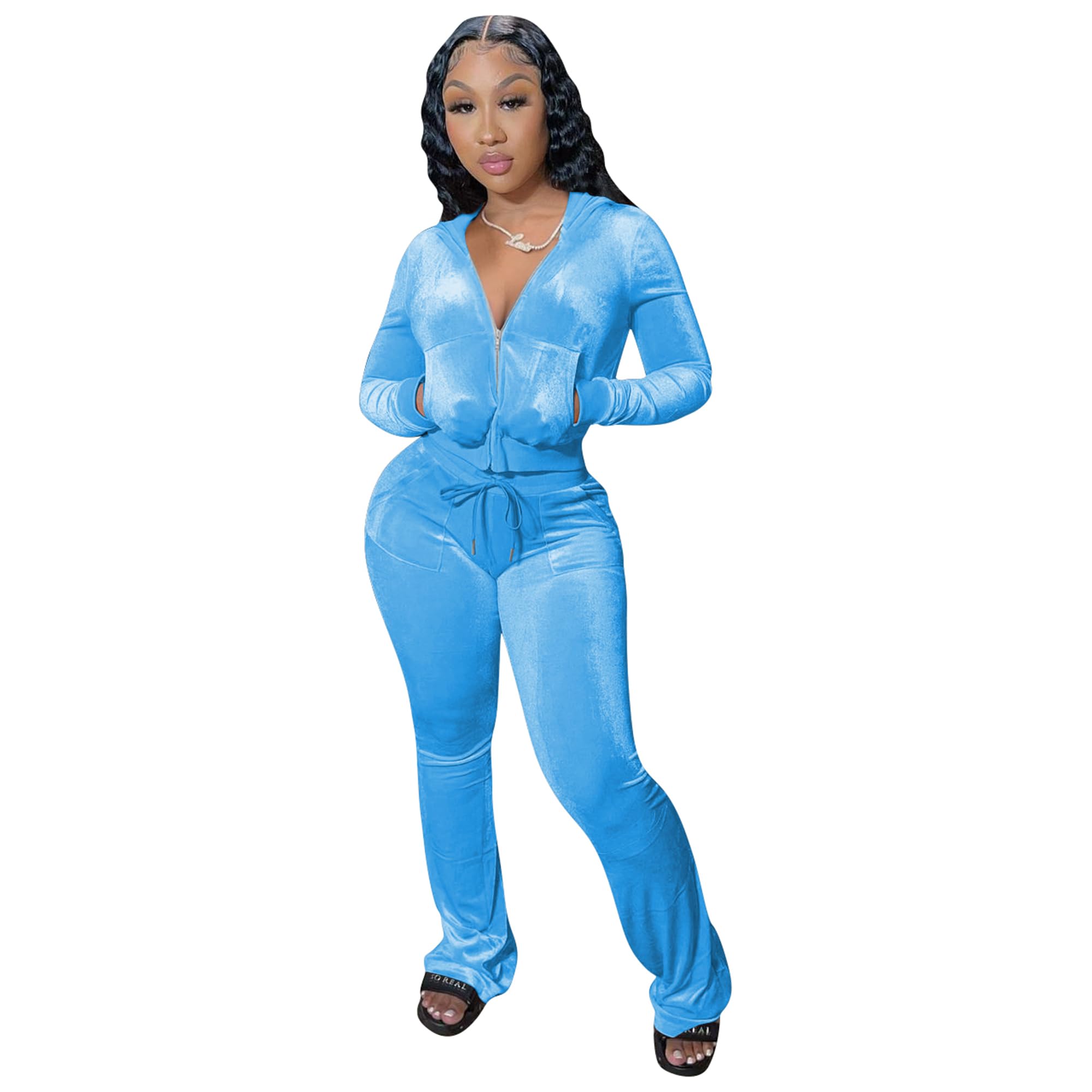 Y2K Velour Tracksuit 2-Piece Set